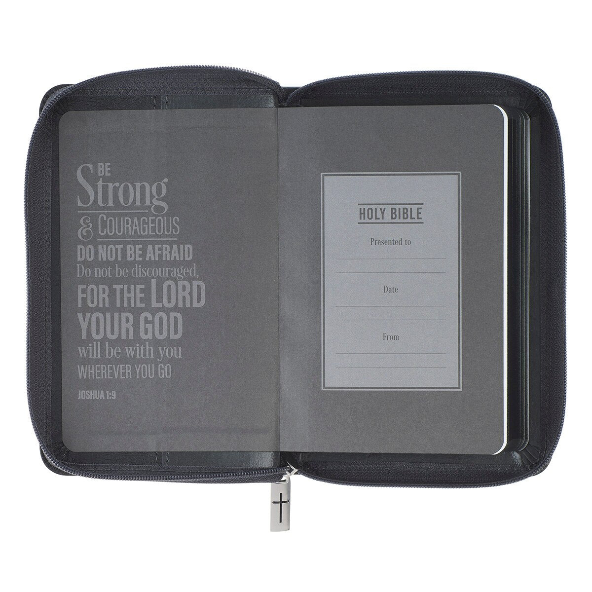 Gray Lion Faux Leather King James Version Pocket Bible with Zipper Closure by Christian Art Gifts, product view 3