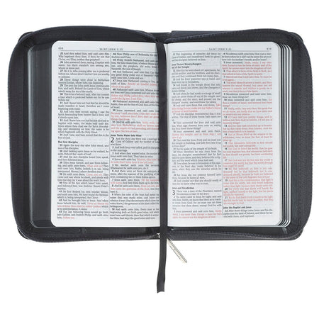 Gray Lion Faux Leather King James Version Pocket Bible with Zipper Closure by Christian Art Gifts, product view 4