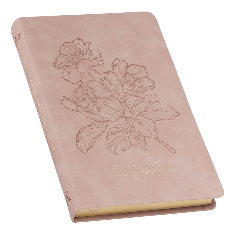 Dusty Pink Floral Faux Leather King James Version Gift Edition Bible by Christian Art Gifts, product view 2