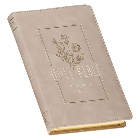 Taupe Floral Faux Leather King James Version Gift Edition Bible by Christian Art Gifts, product view 2