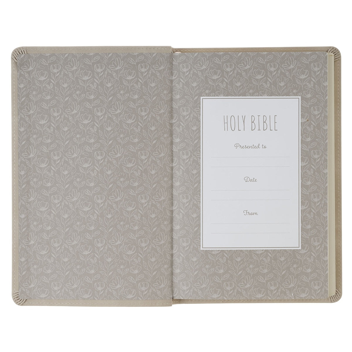 Taupe Floral Faux Leather King James Version Gift Edition Bible by Christian Art Gifts, product view 3