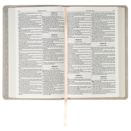 Taupe Floral Faux Leather King James Version Gift Edition Bible by Christian Art Gifts, product view 4