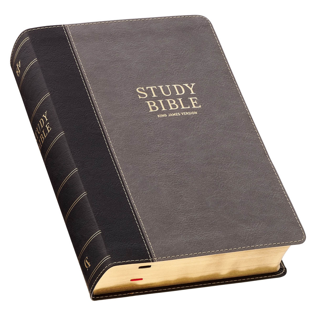Black and Gray Faux Leather King James Study Bible with Thumb Index by Christian Art Gifts, product view 2