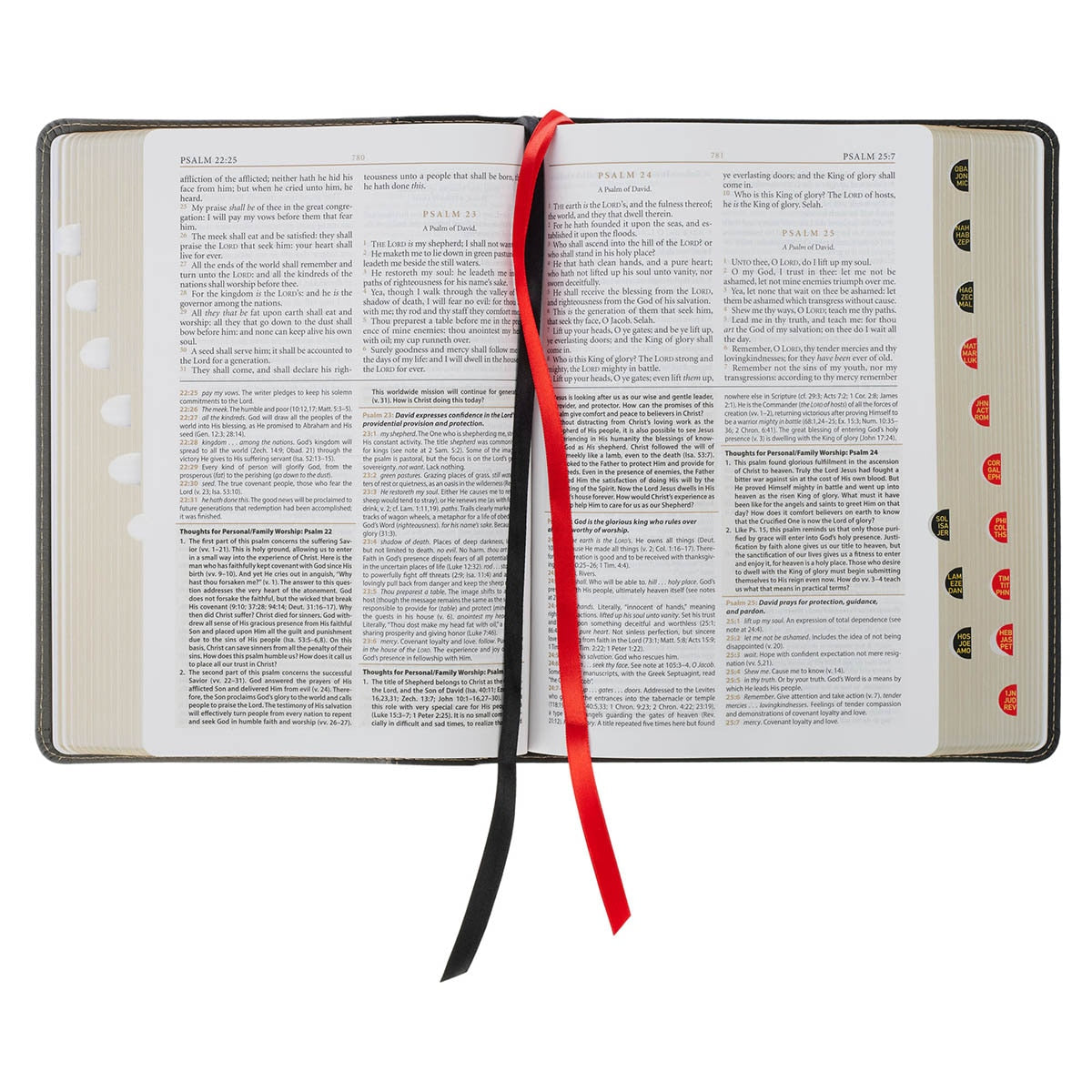 Black and Gray Faux Leather King James Study Bible with Thumb Index by Christian Art Gifts, product view 4