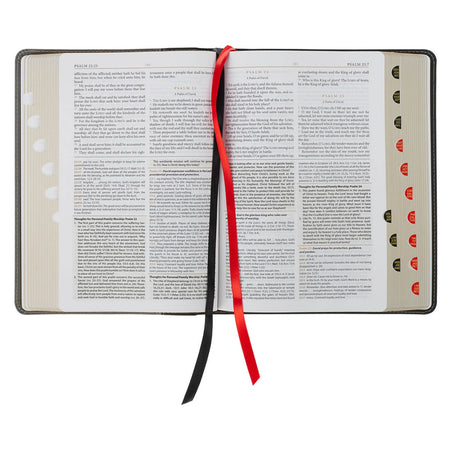 Black and Gray Faux Leather King James Study Bible with Thumb Index by Christian Art Gifts, product view 4