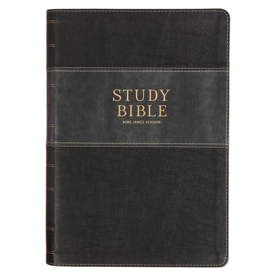 Black and Graphite Faux Leather Large Print King James Version Study Bible with Thumb Index, product view 2