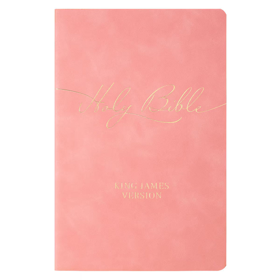 Marbled Coral Pink Faux Leather King James Version Gift Bible