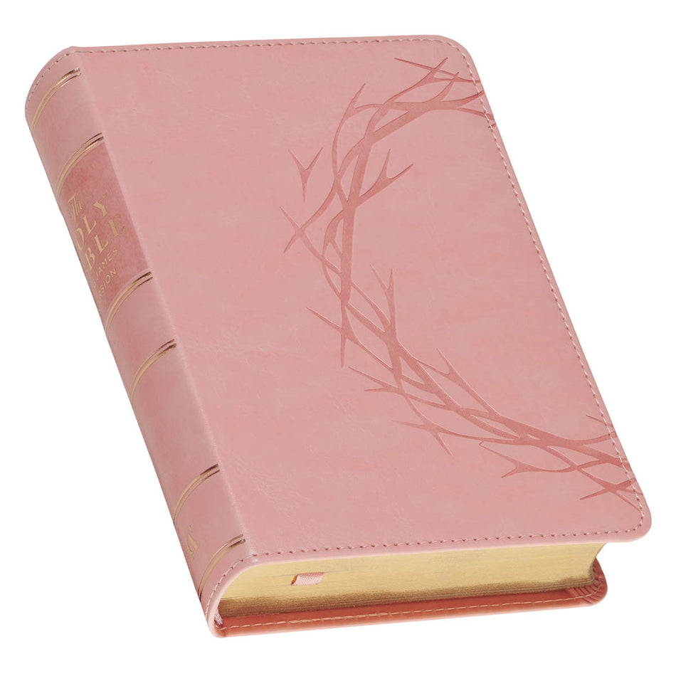 Crown of Thorns Pink faux Leather Large Print Compact King James Bible by Christian Art Gifts, product view 2
