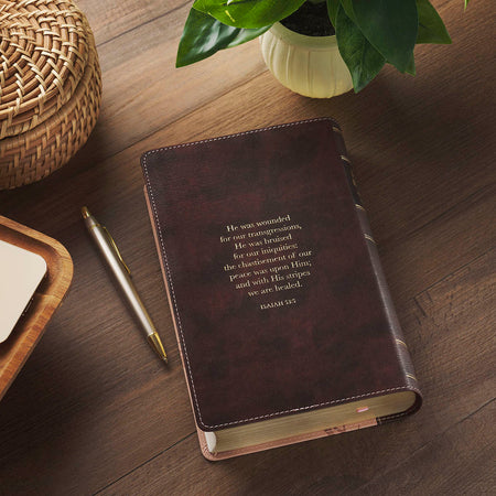 Espresso and Pink Faux Leather Giant Print King James Version Bible with Thumb Index by Christian Art Gifts, product view 6