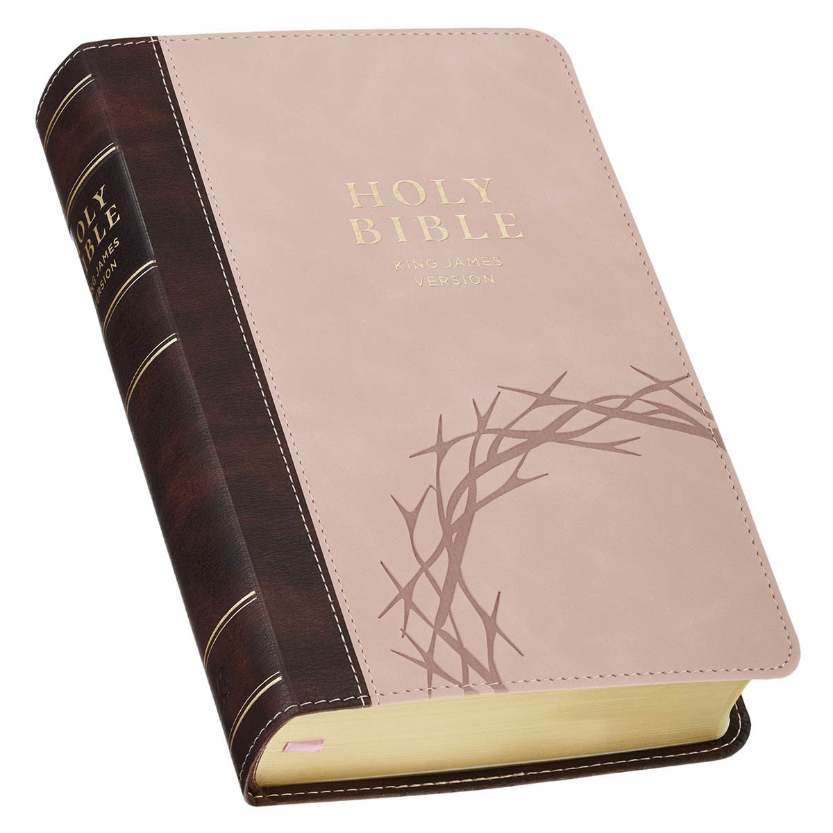 Espresso and Pink Faux Leather Giant Print King James Version Bible with Thumb Index by Christian Art Gifts, product view 3