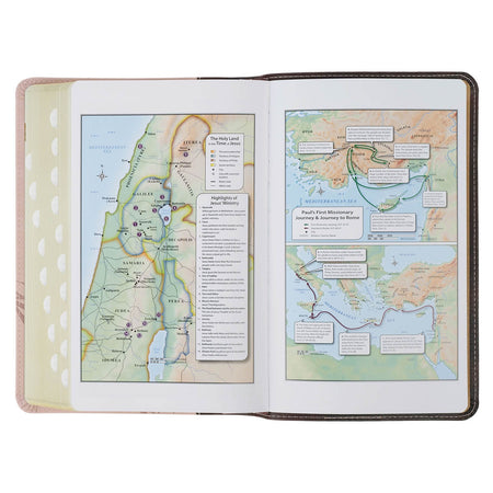 Espresso and Pink Faux Leather Giant Print King James Version Bible with Thumb Index by Christian Art Gifts, product view 4