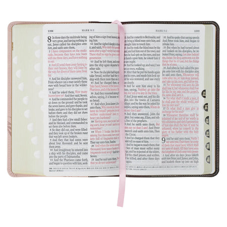 Espresso and Pink Faux Leather Giant Print King James Version Bible with Thumb Index by Christian Art Gifts, product view 5