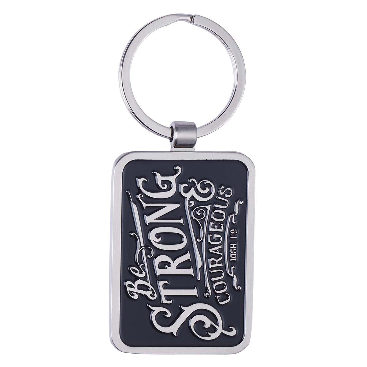 Be Strong & Courageous Black Metal Key Ring in Gift Tin - Joshua 1:9 by Christian Art Gifts