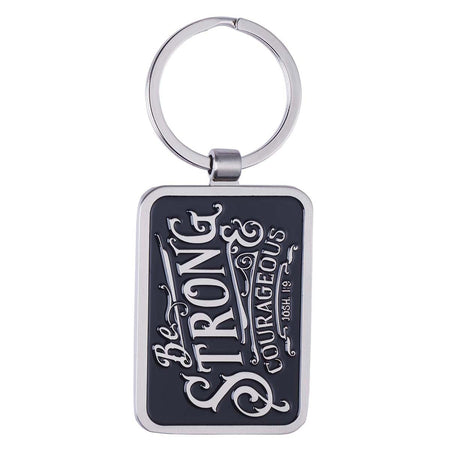 Be Strong & Courageous Black Metal Key Ring in Gift Tin - Joshua 1:9 by Christian Art Gifts
