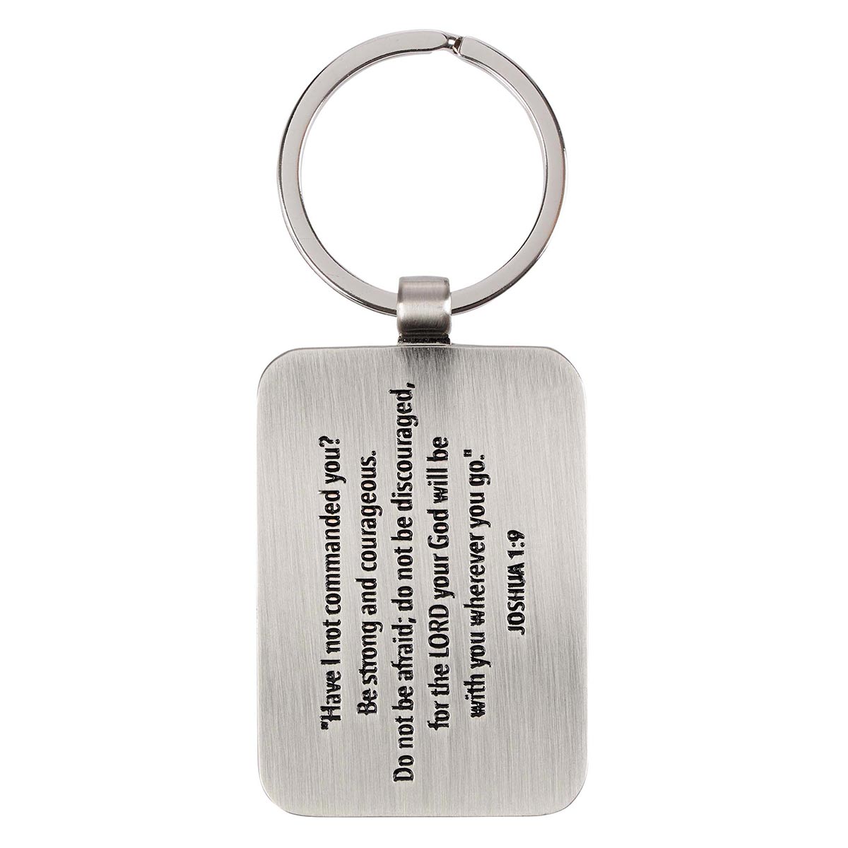 Be Strong & Courageous Black Metal Key Ring in Gift Tin - Joshua 1:9 by Christian Art Gifts, product view 3