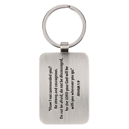 Be Strong & Courageous Black Metal Key Ring in Gift Tin - Joshua 1:9 by Christian Art Gifts, product view 3