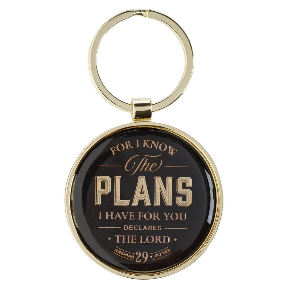 Plans Black Metal Keychain in Gift Tin - Jeremiah 29:11 by Christian Art Gifts