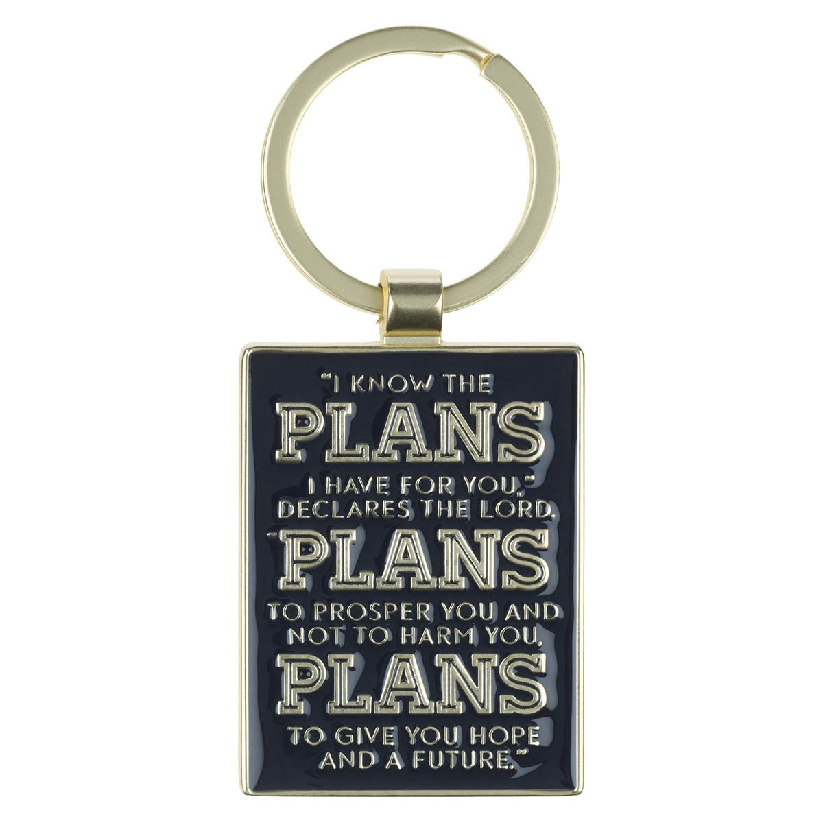 The Plans Modern Blue Grid Keychain in a Gift Tin - Jeremiah 29:11 by Christian Art Gifts