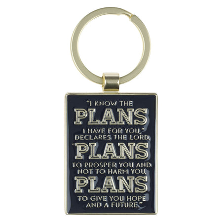 The Plans Modern Blue Grid Keychain in a Gift Tin - Jeremiah 29:11 by Christian Art Gifts