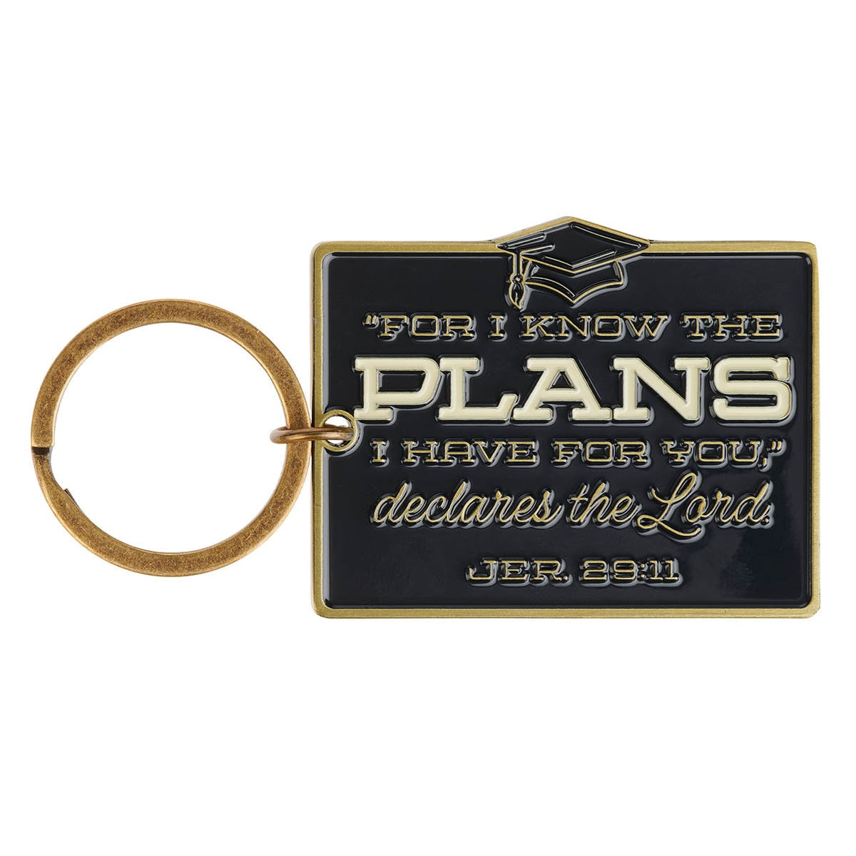 I Know the Plans Black and Gold Metal Keychain in Gift Tin - Jeremiah 29:11 by Christian Art Gifts