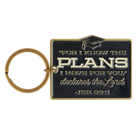 I Know the Plans Black and Gold Metal Keychain in Gift Tin - Jeremiah 29:11 by Christian Art Gifts