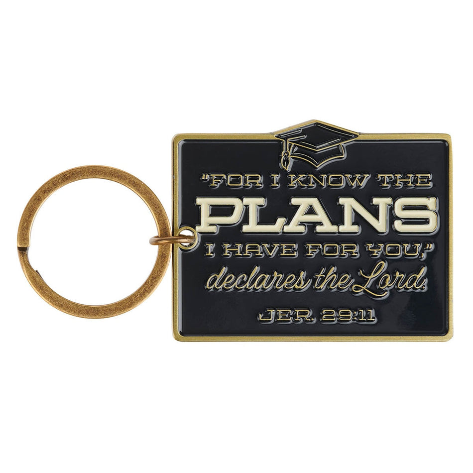 I Know the Plans Black and Gold Metal Keychain in Gift Tin - Jeremiah 29:11 by Christian Art Gifts