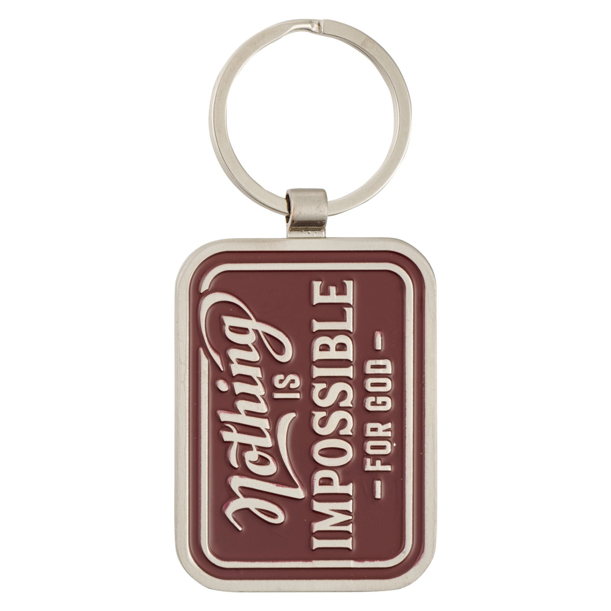Nothing is Impossible Vintage Red Metal Keychain - Luke 1:37 by Christian Art Gifts