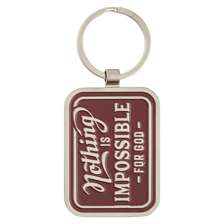 Nothing is Impossible Vintage Red Metal Keychain - Luke 1:37 by Christian Art Gifts