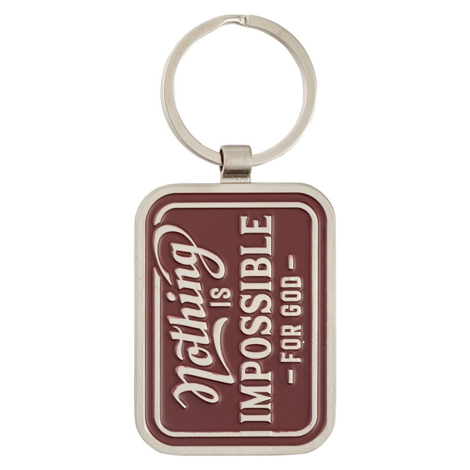 Nothing is Impossible Vintage Red Metal Keychain - Luke 1:37 by Christian Art Gifts