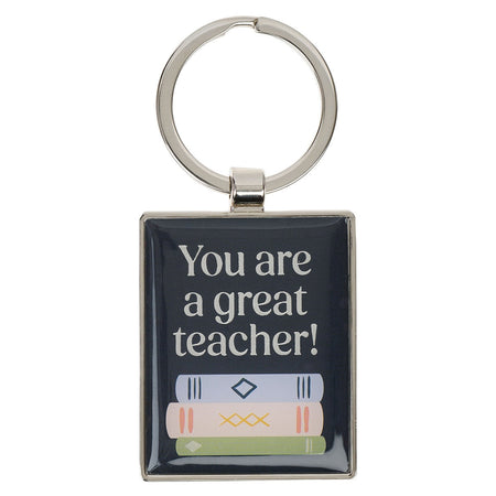 You Are A Great Teacher Blue Metal Keychain - Numbers 6:24 by Christian Art Gifts