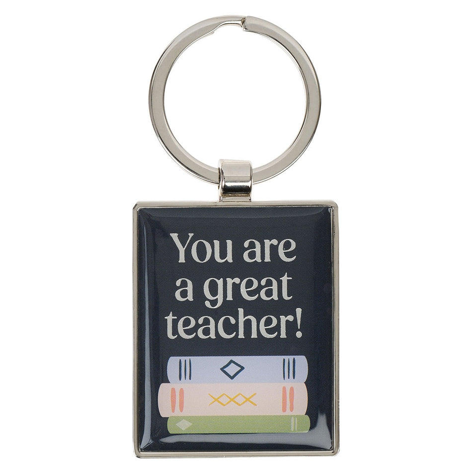 You Are A Great Teacher Blue Metal Keychain - Numbers 6:24 by Christian Art Gifts