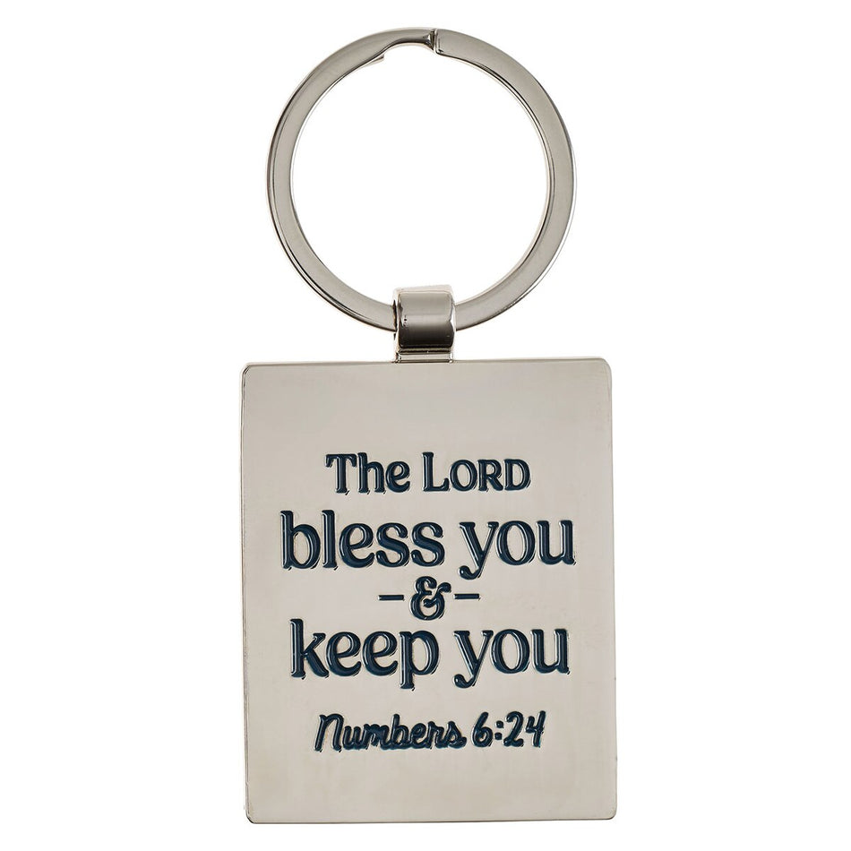 You Are A Great Teacher Blue Metal Keychain - Numbers 6:24 by Christian Art Gifts, product view 2