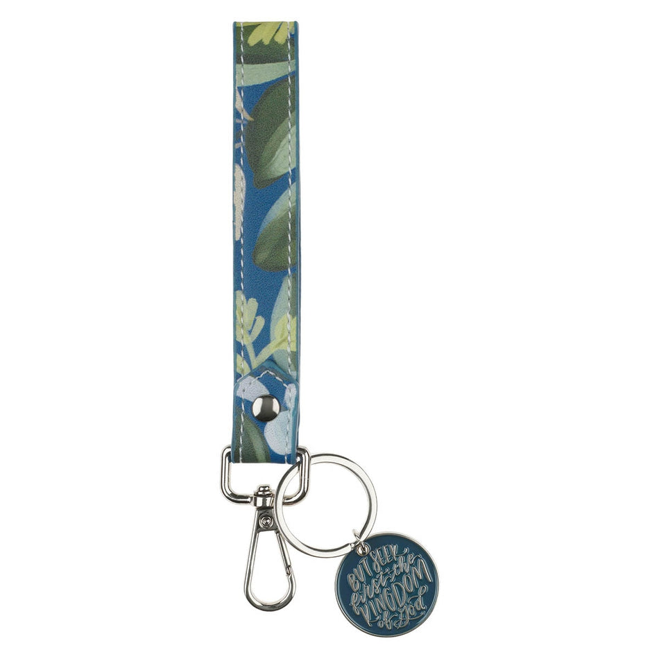 Seek the Kingdom Blue Wrist Strap Keychain - Matthew 6:33 by Christian Art Gifts