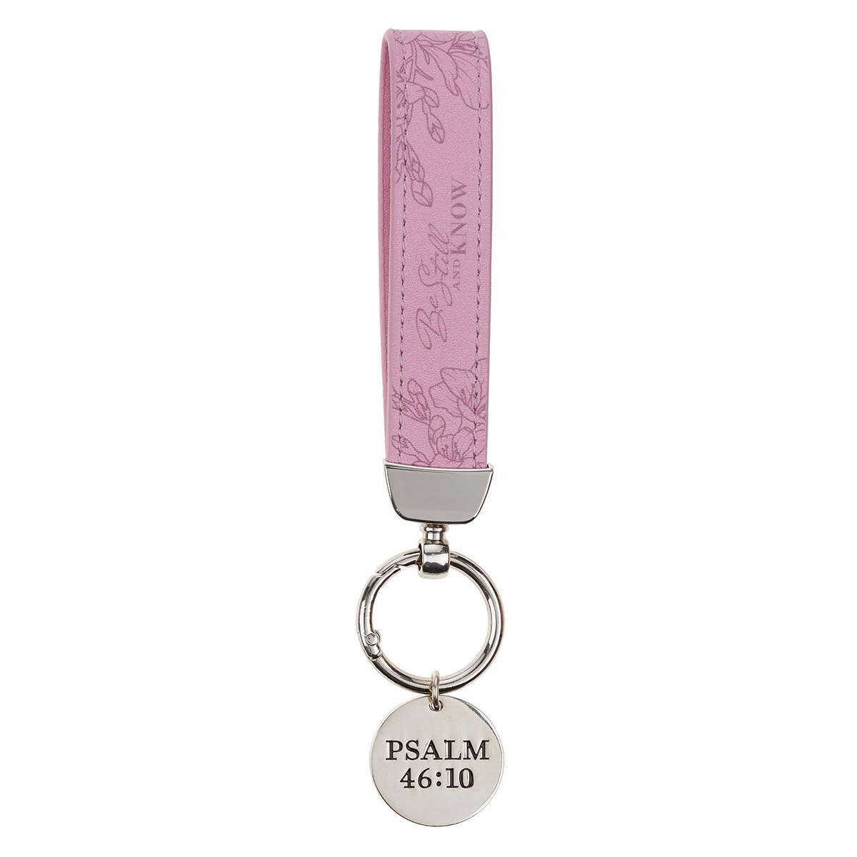 Be Still and Know Lavender Faux Leather Wristlet Keychain - Psalm 46:10 by Christian Art Gifts