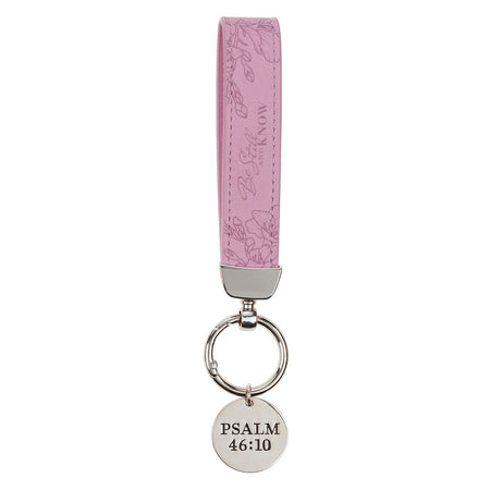 Be Still and Know Lavender Faux Leather Wristlet Keychain - Psalm 46:10 by Christian Art Gifts