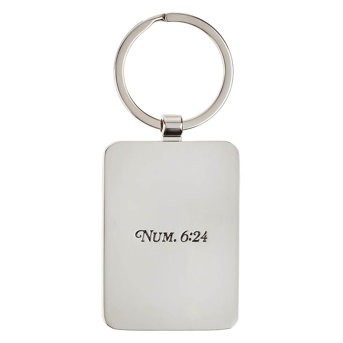 The Lord Bless You Midnight Blue Epoxy-filled Silver Metal Keychain - Numbers 6:24 by Christian Art Gifts, product view 2