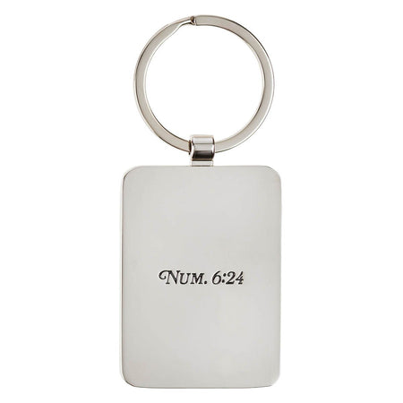 The Lord Bless You Midnight Blue Epoxy-filled Silver Metal Keychain - Numbers 6:24 by Christian Art Gifts, product view 2