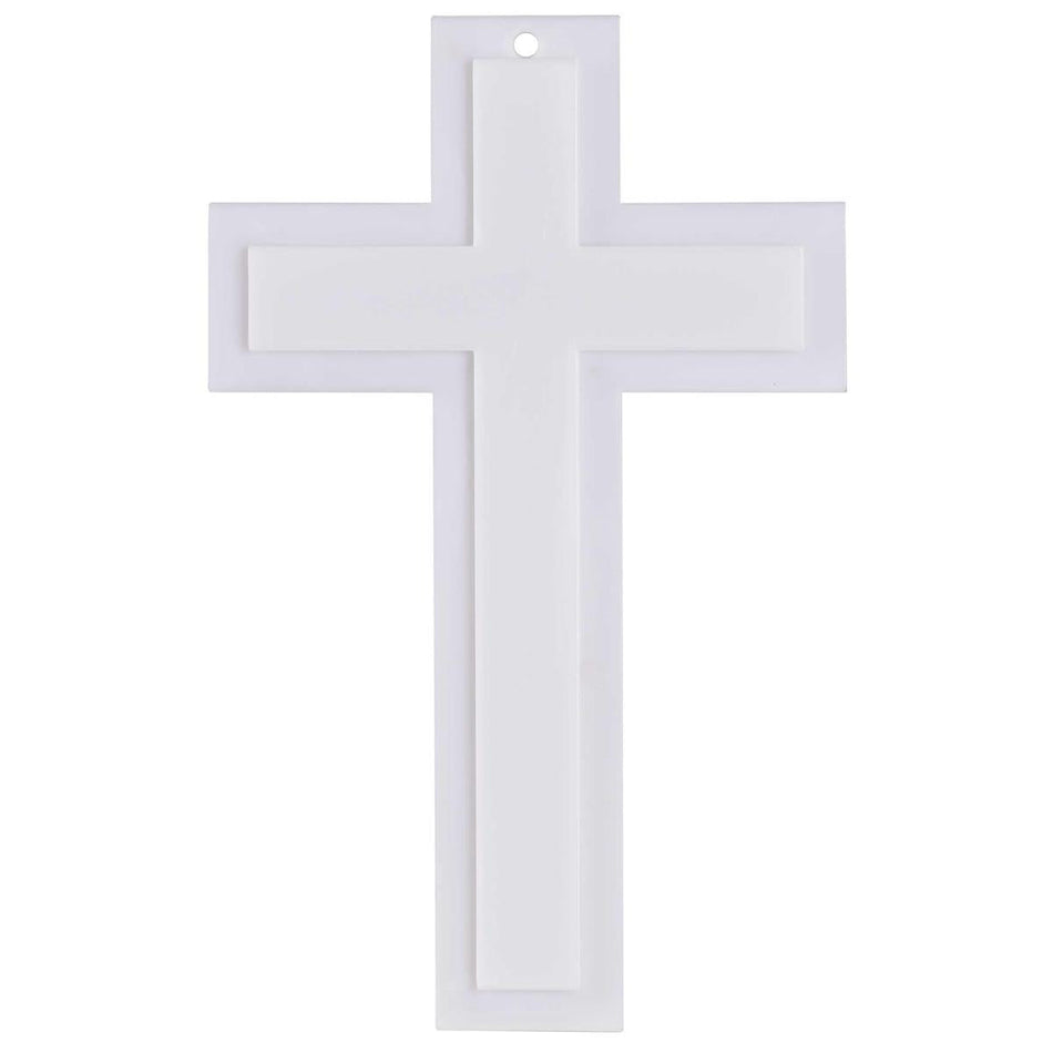 Large Luminous White Cross White 6 x 10 Plastic Glow in The Dark Wall Plaque by Dicksons, product view 2