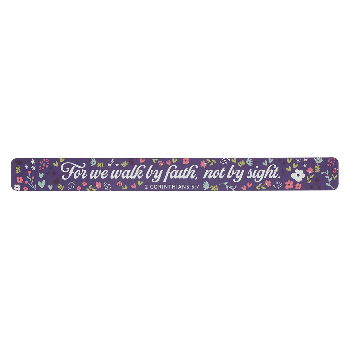 We Walk by Faith Purple Floral Large Magnetic Strip - 2 Corinthians 5:7 by Christian Art Gifts