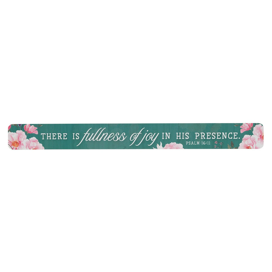 Fullness of Joy Teal Foral Large Magnetic Strip - Psalm 16:11 by Christian Art Gifts