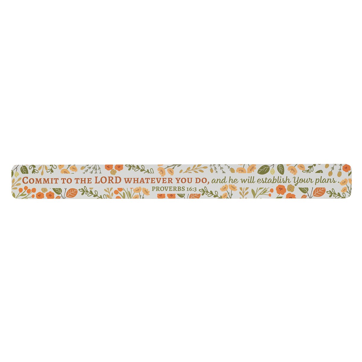 Commit to the Lord Orange Floral Large Magnetic Strip - Proverbs 16:3 by Christian Art Gifts