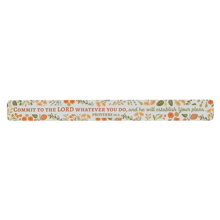 Commit to the Lord Orange Floral Large Magnetic Strip - Proverbs 16:3 by Christian Art Gifts