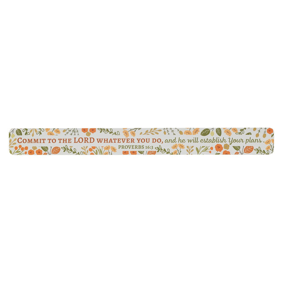 Commit to the Lord Orange Floral Large Magnetic Strip - Proverbs 16:3 by Christian Art Gifts