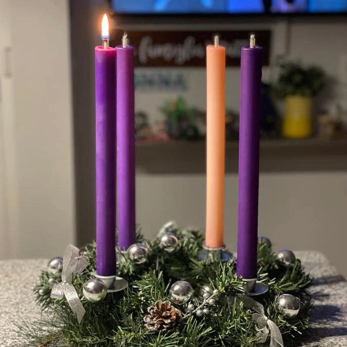 Refillable Advent Candles | Advent 11" Dinner Candle Set | 3 Purple + 1 Rose Pink