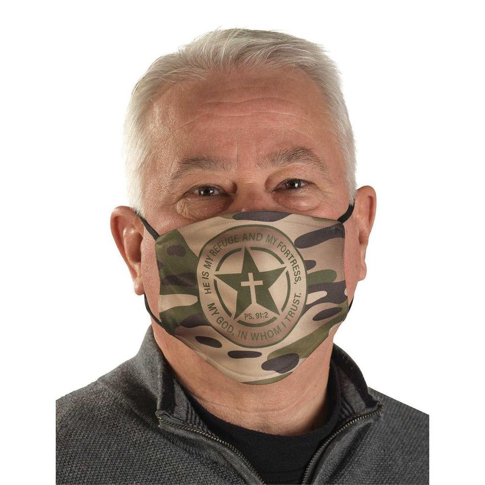 He Is My Refuge Ps.91:2 Camo Mask by Dicksons, product view 2