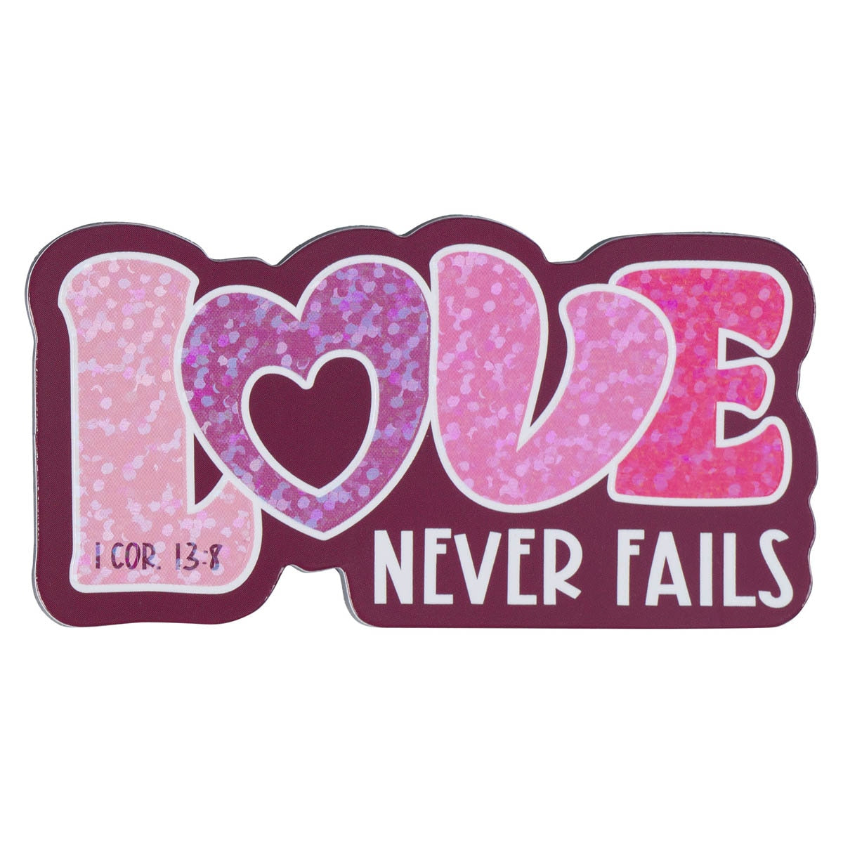 Love Never Fails Magnet - 1 Corinthians 13:8 by Christian Art Gifts