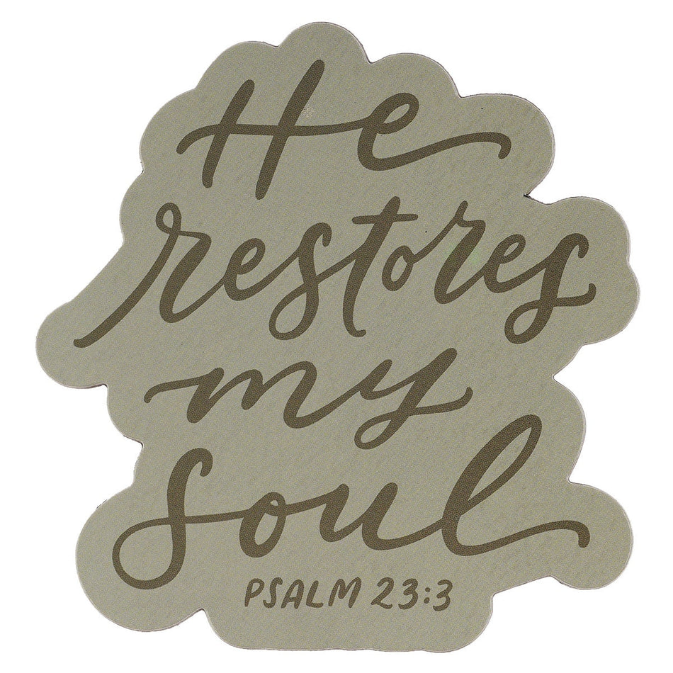 He Restores My Soul Green Magnet - Psalm 23:3 by Christian Art Gifts