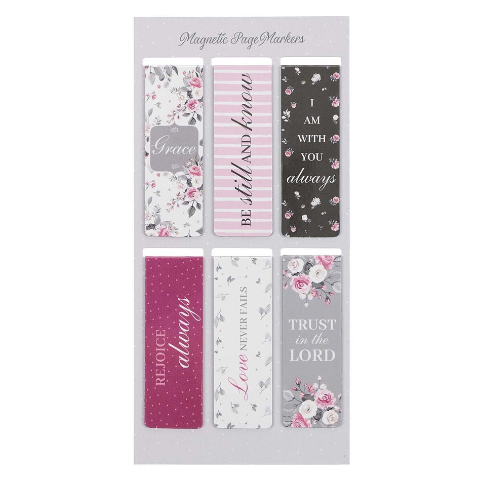 Pink Roses Magnetic Bookmark Set by Christian Art Gifts, product view 4
