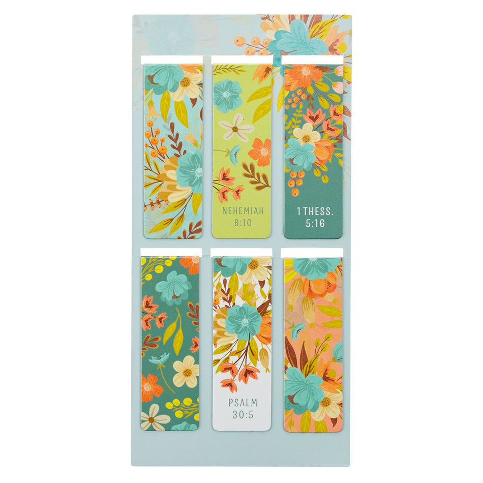 Joyful Faith Floral Magnetic Bookmark Set (Pack of 6) by Christian Art Gifts, product view 2