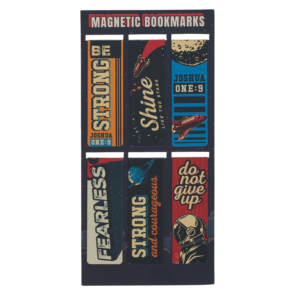 Be Strong Blue Space Magnetic Bookmark Set - Joshua 1:9 by Christian Art Gifts